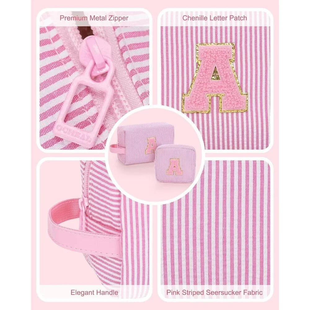 Initial Makeup Bag for Girls&Women,Personalized Make Up Case for Girlfriend Grad